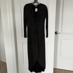 Betsey Johnson Black and Gold Long Sleeve Dress